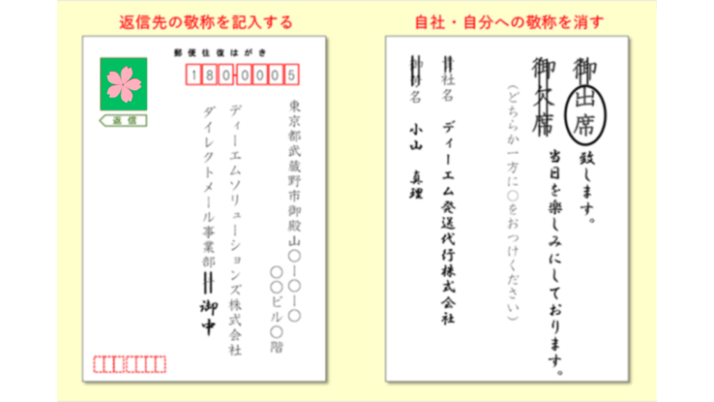 返信ハガキの書き方